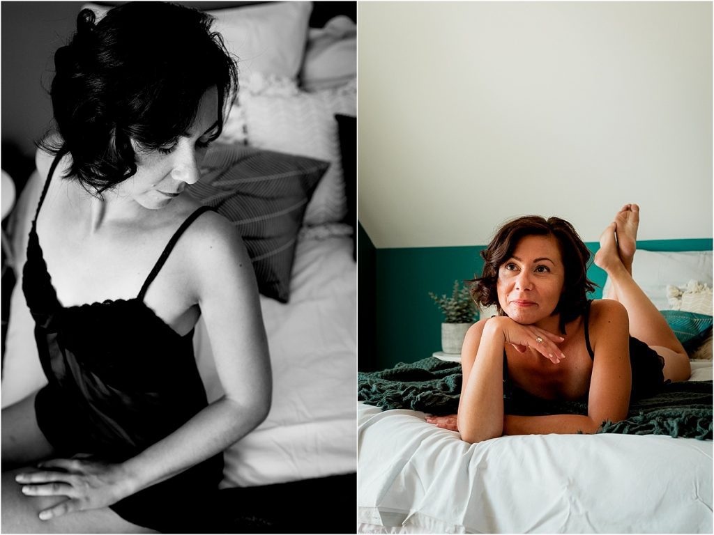 Une séance photo boudoir au studio de Caroline Buri photographe professionnelle avec Fanny 