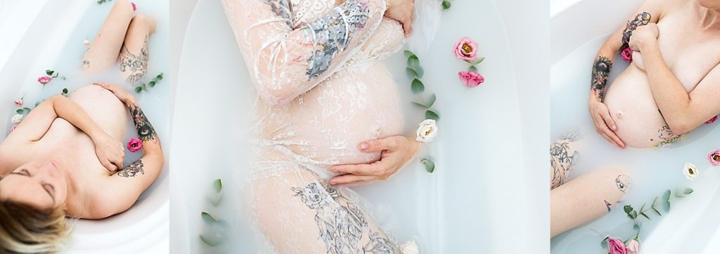 Seance photo Bain de lait femme enceinte